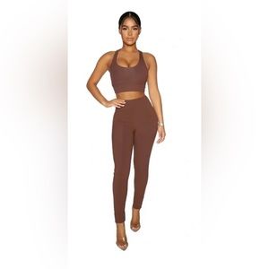 Naked Wardrobe NWT Snatched Down Ribbed Legging in Chocolate